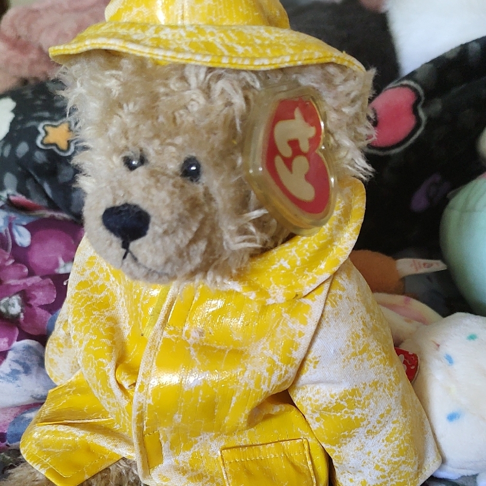 Ty Teddy Bear in Yellow Rain Gear